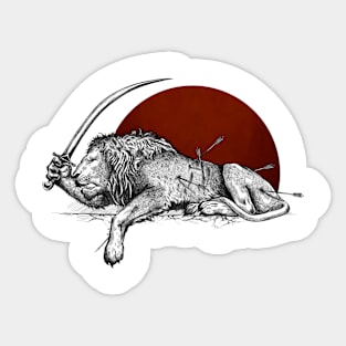 Tired-Lion Sticker